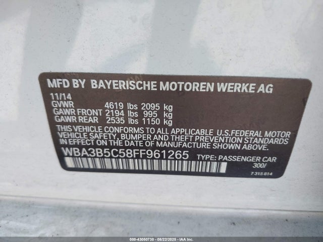 BMW 328I 2015 WBA3B5C58FF961265 Image 9