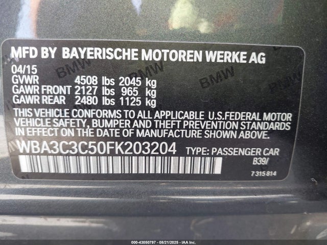 BMW 320i 2015 WBA3C3C50FK203204 Image 9