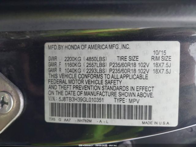 2016 ACURA RDX 5J8TB3H39GL010351 Photo 8