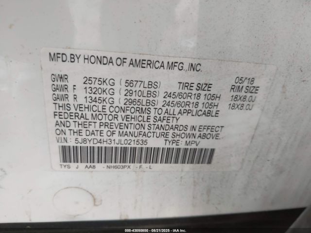 2018 ACURA MDX 5J8YD4H31JL021535 Photo 8