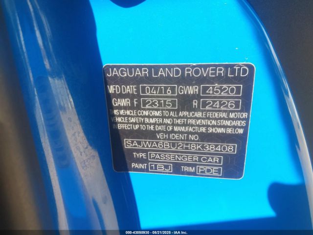 2017 JAGUAR F-TYPE SAJWA6BU2H8K38408 Photo 8