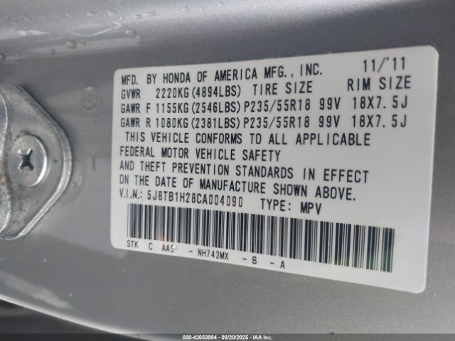 2012 ACURA RDX 5J8TB1H28CA004090 Photo 8