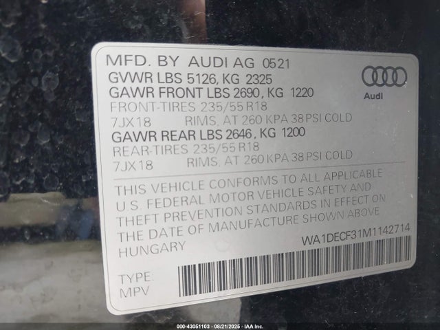 2021 AUDI Q3 WA1DECF31M1142714 Photo 8