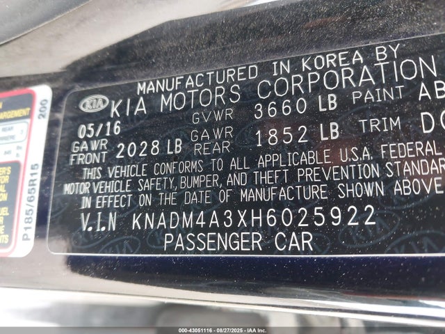 KIA Rio 2017 KNADM4A3XH6025922 Image 9