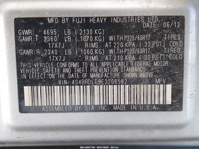 4S4BRDLC9E2206582 Subaru 3.6na u5