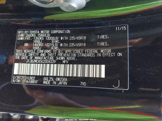 Lexus RX 2016 JTJBZMCA5G2004339 Image 9