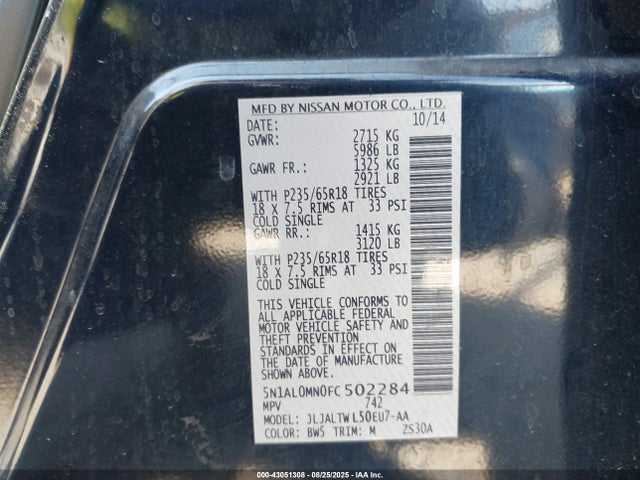 5N1AL0MN0FC502284 Infiniti QX60