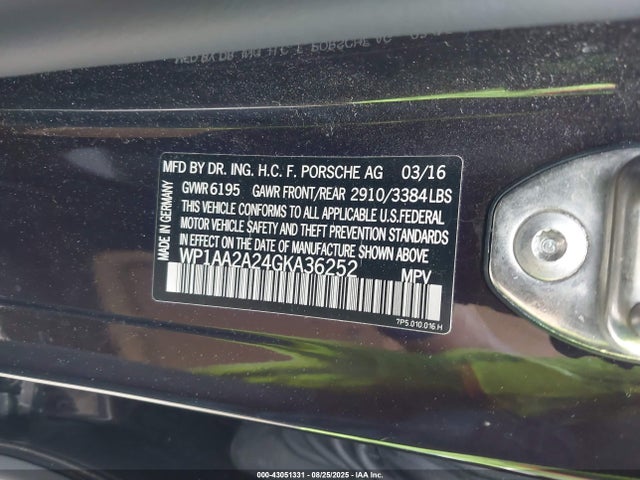 Porsche Cayenne 2016 WP1AA2A24GKA36252 Image 9