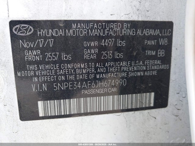 5NPE34AF6JH674990 Hyundai gdi theta-ii