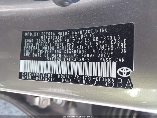 5YFBURHEXFP353992 Toyota 2zr-fe