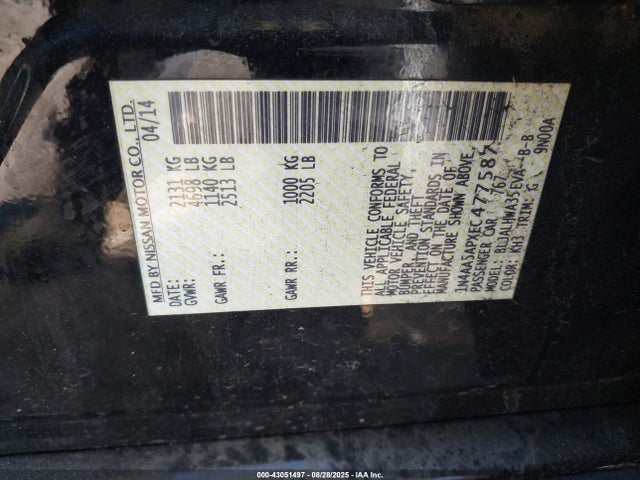 Nissan Maxima 3.5 Sv 2014 1N4AA5APXEC477587 Image 9