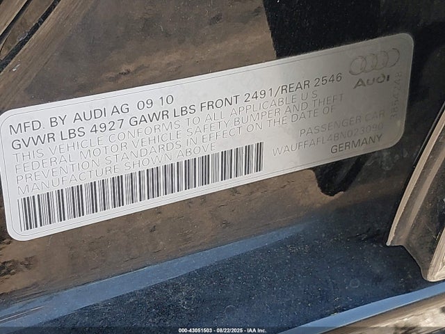 2011 AUDI A4 WAUFFAFL4BN023090 Photo 8