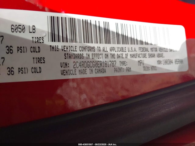 2C4RDGCG0ER181787 Dodge Grand Caravan
