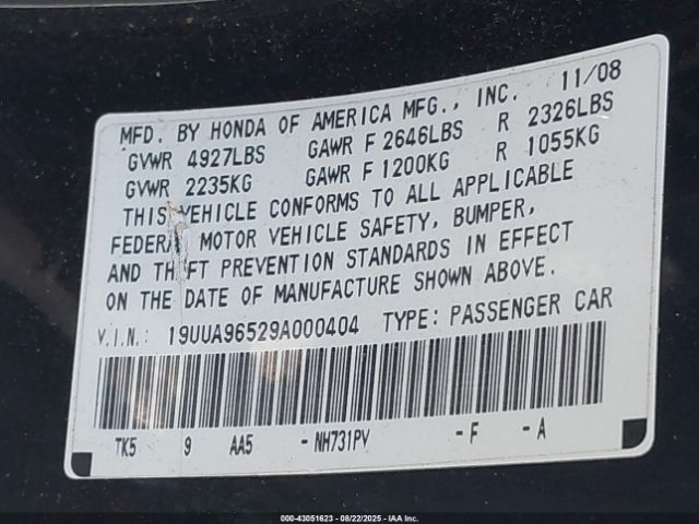 2009 ACURA TL 19UUA96529A000404 Photo 8