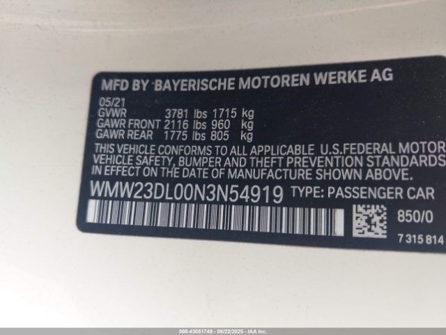 2022 MINI CONVERTIBLE WMW23DL00N3N54919 Photo 8