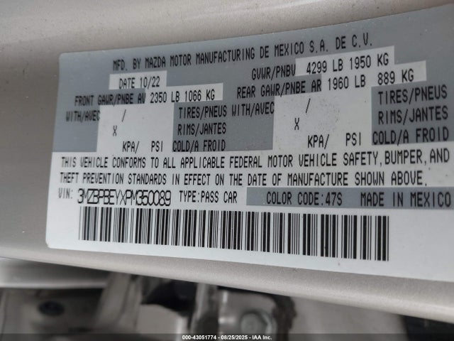 3MZBPBEYXPM350089 Mazda py