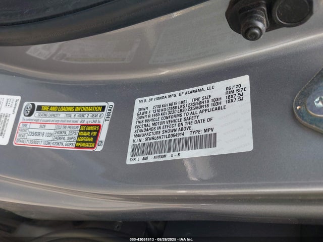 5FNRL6H71LB064914 Honda j35y7
