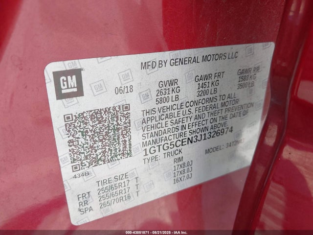 1GTG5CEN3J1326974 GMC lgz - direct injection, variable valve timing, alum, var2, gen 2