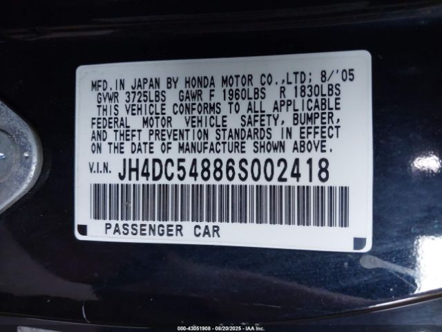 2006 ACURA RSX JH4DC54886S002418 Photo 8