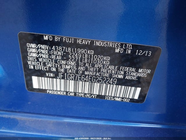 Subaru 2014 2014 JF1GR7E64EG252249 Image 9
