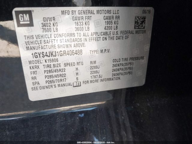 2016 CADILLAC ESCALADE ESV 1GYS4JKJ1GR406488 Photo 8