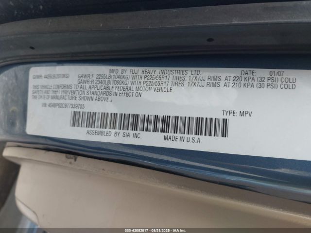 2007 SUBARU OUTBACK 4S4BP62C977339755 Photo 8