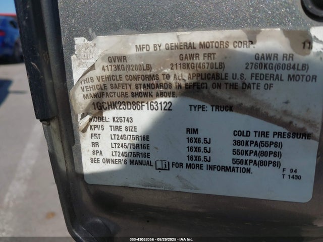 2006 CHEVROLET SILVERADO 2500HD 1GCHK23D86F163122 Photo 8