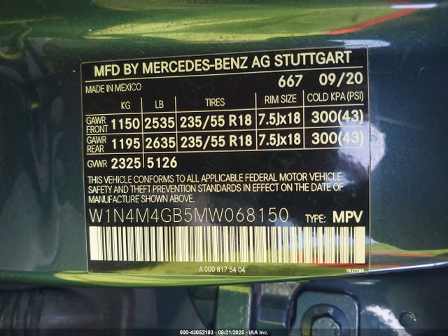 W1N4M4GB5MW068150 Mercedes-Benz m260