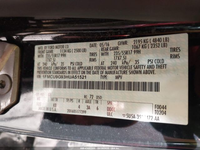 2017 FORD ESCAPE 1FMCU9G93HUA51521 Photo 8