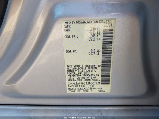 Nissan 2015 2015 1N4AL3AP5FC190190 Image 9