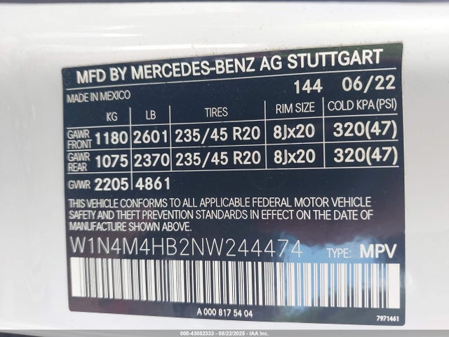 W1N4M4HB2NW244474 Mercedes-Benz m260