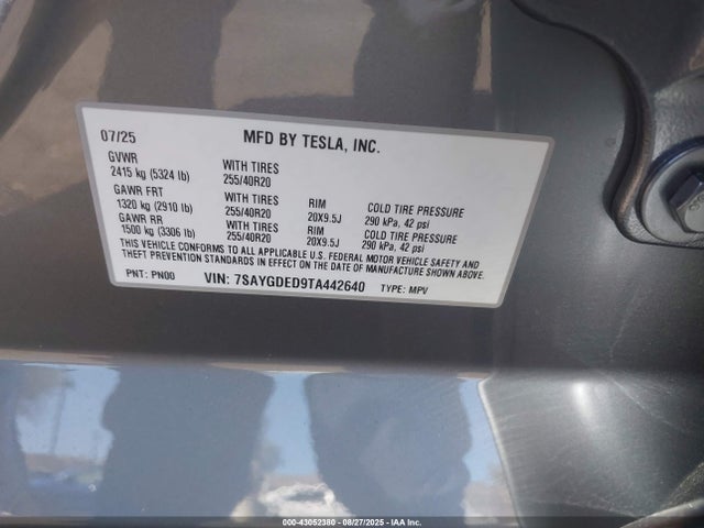 2026 TESLA MODEL Y 7SAYGDED9TA442640 Photo 8