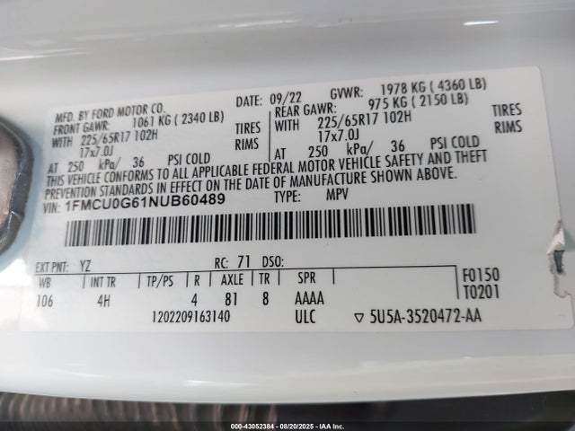 1FMCU0G61NUB60489 Ford dragon di tc