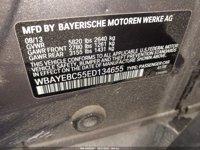 BMW 750li / alpina b7 2014 WBAYE8C55ED134655 Image 9