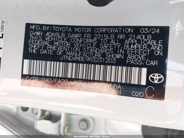 JTND4MBE9R3231203 Toyota m20a-fks
