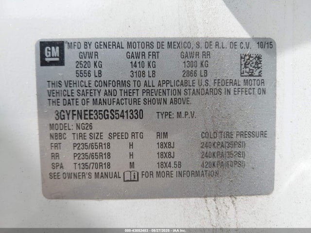 2016 CADILLAC SRX 3GYFNEE35GS541330 Photo 8