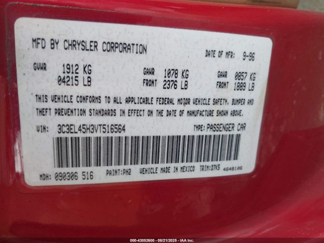 1997 CHRYSLER SEBRING 3C3EL45H3VT516564 Photo 8