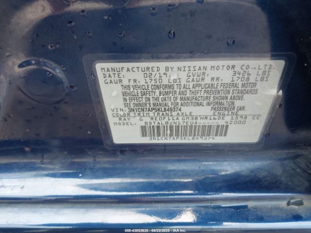 2019 NISSAN VERSA 3N1CN7AP5KL849374 Photo 8