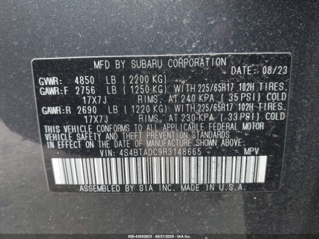 2024 SUBARU OUTBACK 4S4BTADC9R3148665 Photo 8