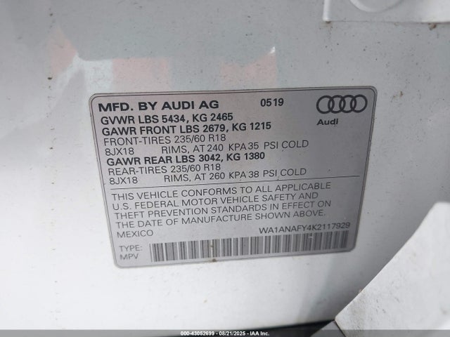 2019 AUDI Q5 WA1ANAFY4K2117929 Photo 8