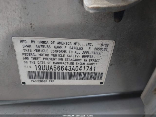 2003 ACURA TL 19UUA56643A041741 Photo 8