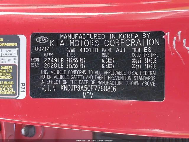 KIA dohc gdi nu 2015 KNDJP3A50F7768816 Image 9