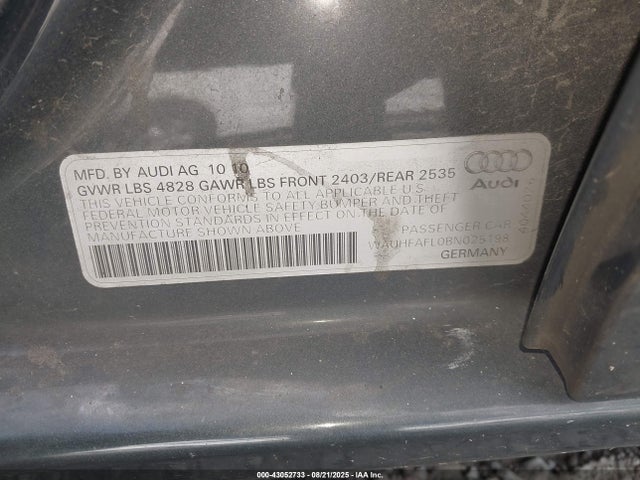 2011 AUDI A4 WAUHFAFL0BN025198 Photo 8