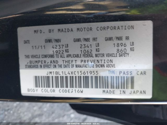 2012 MAZDA MAZDASPEED3 JM1BL1L4XC1561955 Photo 8