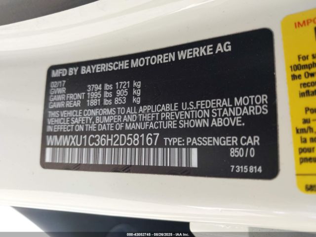 2017 MINI HARDTOP WMWXU1C36H2D58167 Photo 8