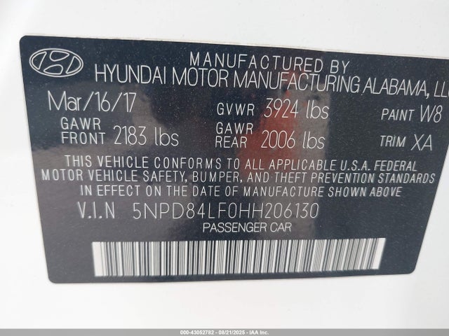 5NPD84LF0HH206130 Hyundai Elantra Value Edition