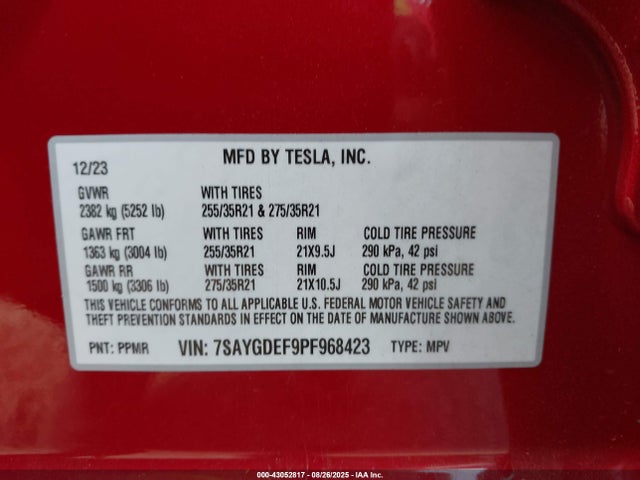 2023 TESLA MODEL Y 7SAYGDEF9PF968423 Photo 8