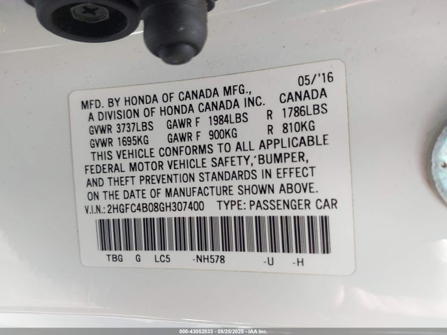 Honda k20c2 2016 2HGFC4B08GH307400 Image 9