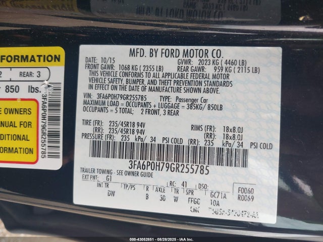 Ford 2016 2016 3FA6P0H79GR255785 Image 9