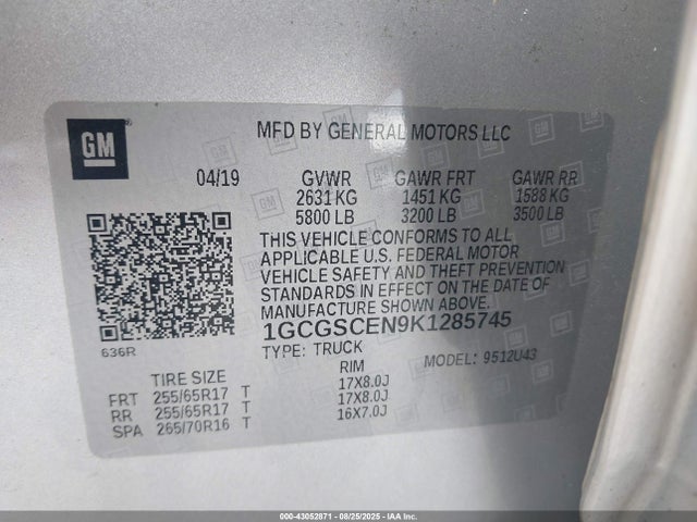 1GCGSCEN9K1285745 Chevrolet lg2 - di: direct injection, vvt: variable valve timing, alum, var2, gen2